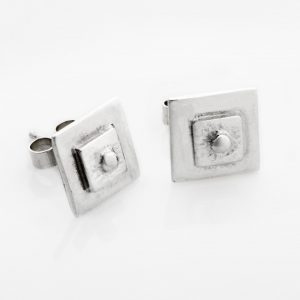Square stud earrings - Silver